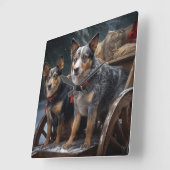 Australisch vee Sneeuwslee Kerstdecoratie Vierkante Klok (Hoek)