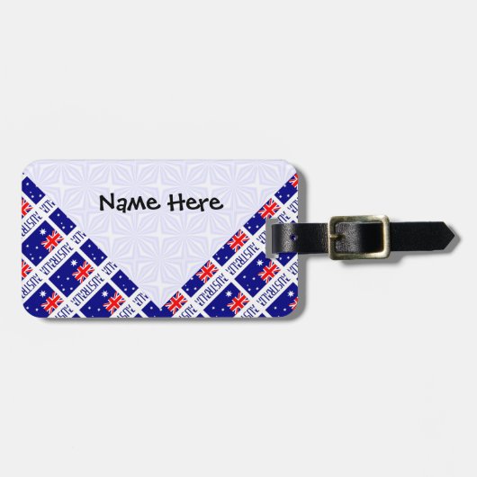 Australisch.Vlag betegeld zwart gepersonaliseerd Bagagelabel (Voorkant horizontaal)