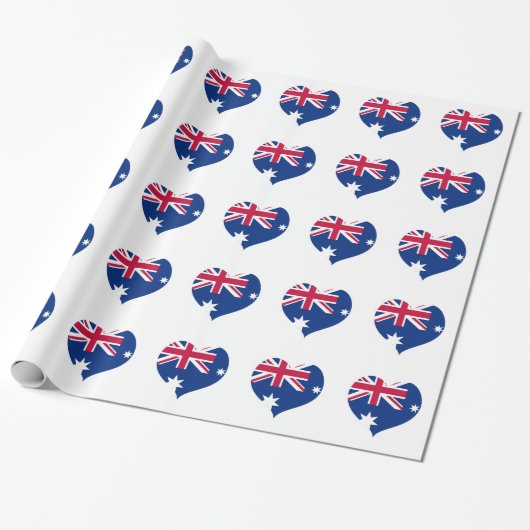 Australisch Vlag - Hart Cutout Wrapping Paper Cadeaupapier (Uitgerold)