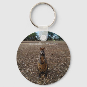 Australisch Wallaby Eating Sticks, Keyring Sleutelhanger