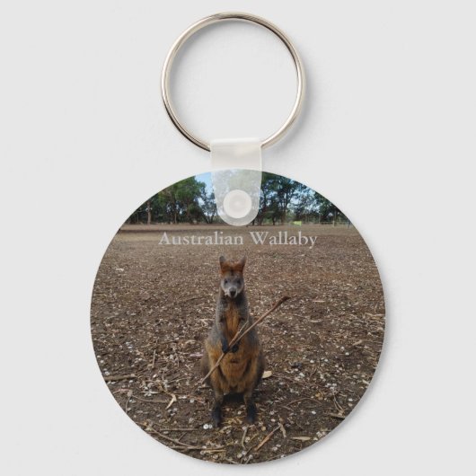 Australisch Wallaby Eating Sticks, Keyring Sleutelhanger (Voorkant)