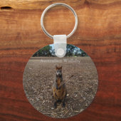 Australisch Wallaby Eating Sticks, Keyring Sleutelhanger (Voorkant)
