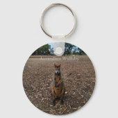 Australisch Wallaby Eating Sticks, Keyring Sleutelhanger (Achterkant)