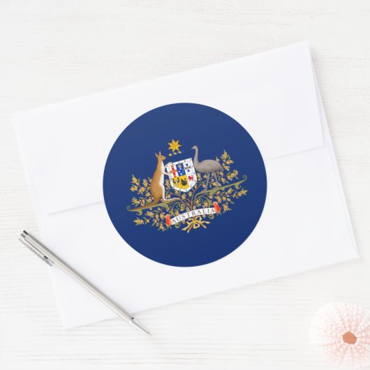 Australisch wapen, Australië Ronde Sticker (Envelop)