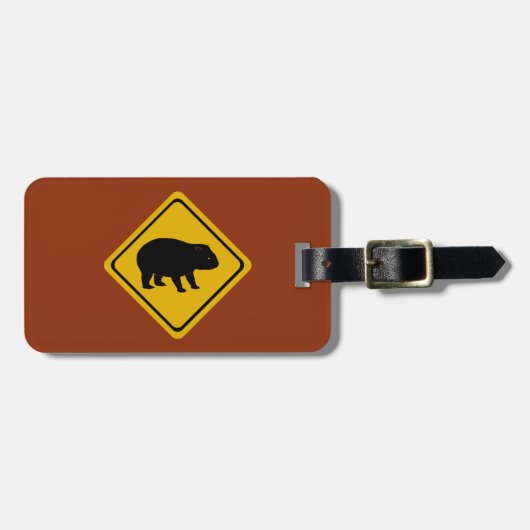 Australisch weg bord - wombat - elektronica bagagelabel (Voorkant horizontaal)