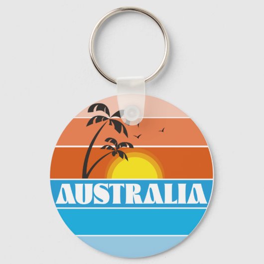 Australische 80s zonsondergang retro logo metaalpr sleutelhanger (Voorkant)