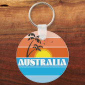 Australische 80s zonsondergang retro logo metaalpr sleutelhanger (Voorkant)