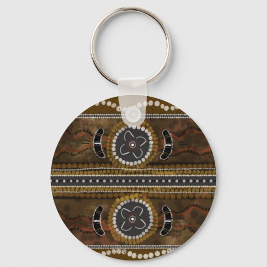 Australische aboriginal Art - voedselverzameling Sleutelhanger (Voorkant)