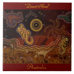 Australische Aboriginal Desert Animals 6' Art Tege Tegeltje