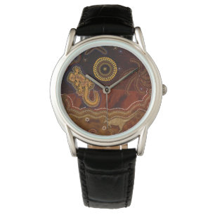 Australische Aboriginal Desert Outback Themed Art  Horloge