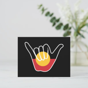 Australische Aboriginal Flag Shaka teken hangen lo Briefkaart