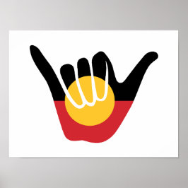 Australische Aboriginal Flag Shaka teken hangen lo Poster