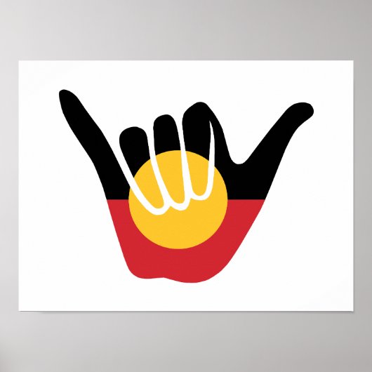 Australische Aboriginal Flag Shaka teken hangen lo Poster (Voorkant)