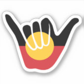 Australische Aboriginal Flag Shaka teken hangen lo Sticker (Voorkant)