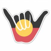 Australische Aboriginal Flag Shaka teken hangen lo Sticker (Voorkant)