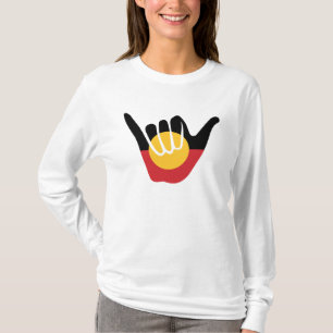 Australische Aboriginal Flag Shaka teken hangen lo T-shirt