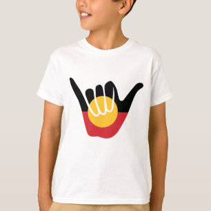 Australische Aboriginal Flag Shaka teken hangen lo T-shirt