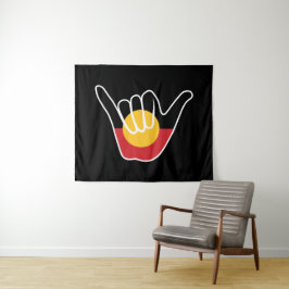 Australische Aboriginal Flag Shaka teken hangen lo Wandkleed
