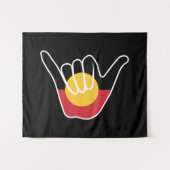 Australische Aboriginal Flag Shaka teken hangen lo Wandkleed (Voorkant (horizontaal))