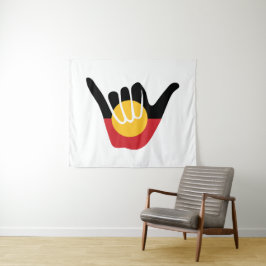 Australische Aboriginal Flag Shaka teken hangen lo Wandkleed