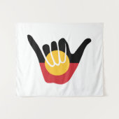 Australische Aboriginal Flag Shaka teken hangen lo Wandkleed (Voorkant (horizontaal))
