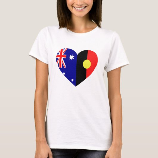 Australische Aboriginal Hart Vlaggen T-shirt (Voorkant)