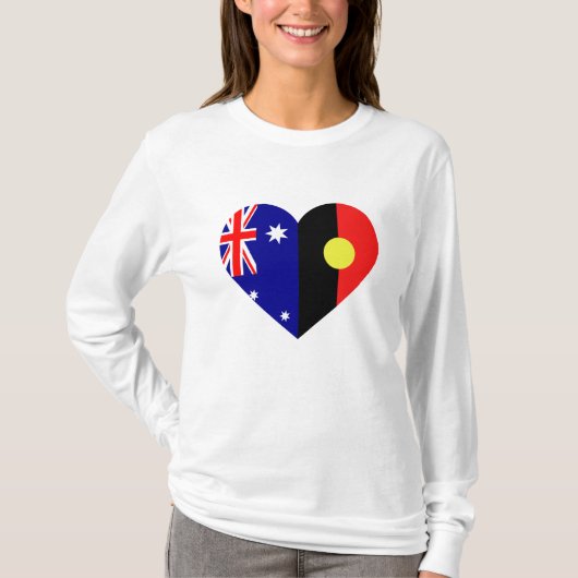 Australische Aboriginal Hart Vlaggen T-shirt (Voorkant)
