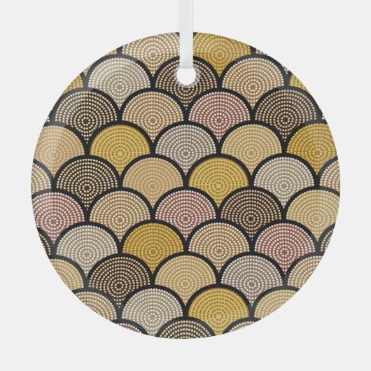 Australische Aboriginal: Kleurrijke gestippelde Vi Glas Ornament (Voorkant)