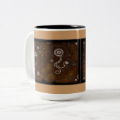 Australische aboriginal Style Desert Art Tweekleurige Koffiemok (Voorkant links)