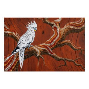 Australische Aboriginal-thema Cockatiel Perfect Poster