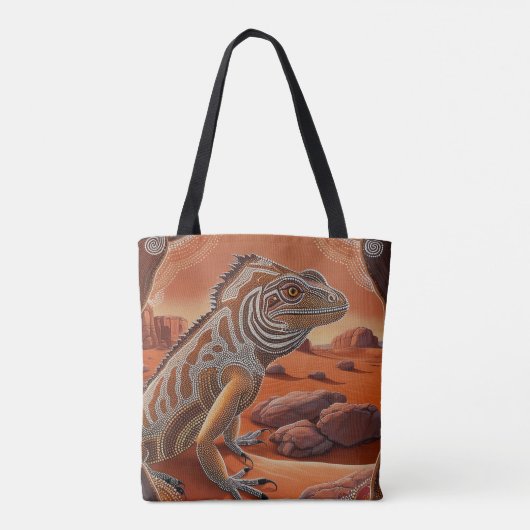 Australische Aboriginal-thema Iguana Tote Bag (Achterkant)