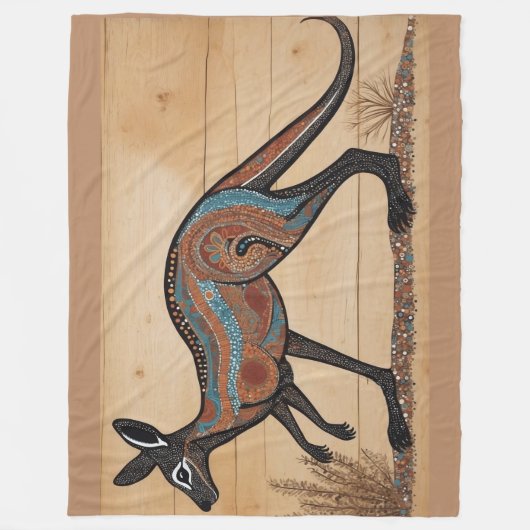Australische Aboriginal-thema Kangoeroe Fleece Deken (Voorkant)