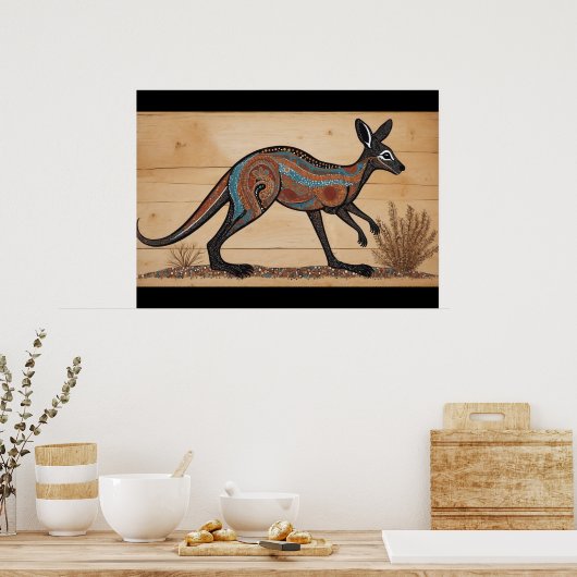 Australische Aboriginal-thema Kangoeroe Poster (Keuken)