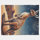 Australische Aboriginal-thema Kangoeroe Scene Fleece Deken (Voorkant (Horizontaal))