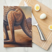 Australische Aboriginal-thema Kangoeroe Scene Theedoek (Quarter Fold)