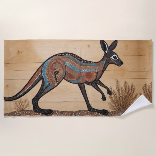 Australische Aboriginal-thema Kangoeroe Strandlaken (Voorkant)