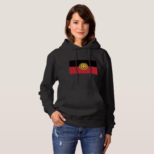 Australische Aboriginal vlag met glimlach Hoodie (Voorkant volledig)