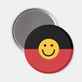 Australische Aboriginal vlag met glimlach Magneet (Voorkant / Achterkant)