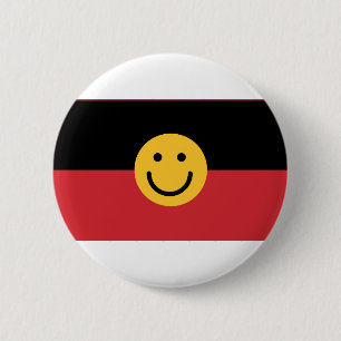 Australische Aboriginal vlag met glimlach Ronde Button 5,7 Cm