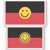 Australische Aboriginal vlag met glimlach Sticker (Voorkant)