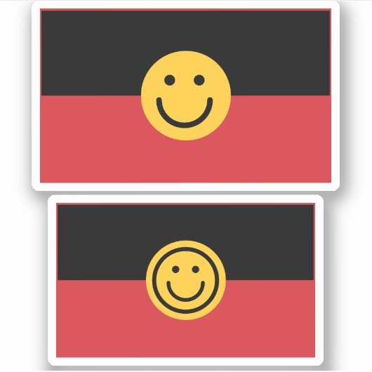 Australische Aboriginal vlag met glimlach Sticker (Voorkant)