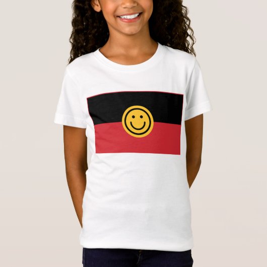 Australische Aboriginal vlag met glimlach T-shirt (Voorkant)