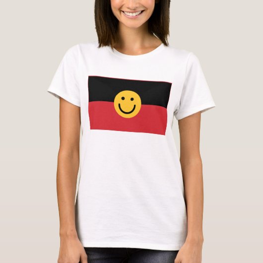 Australische Aboriginal vlag met glimlach T-shirt (Voorkant)