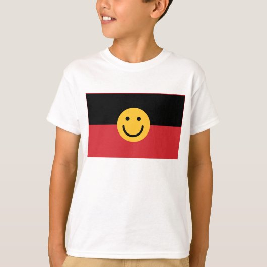 Australische Aboriginal vlag met glimlach T-shirt (Voorkant)