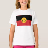 Australische Aboriginal vlag met glimlach T-shirt (Voorkant)