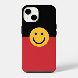 Australische Aboriginal-vlag met Smile-gezicht iPhone 14 Hoesje