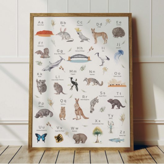 Australische alfabet ABC poster kinderkamer decora