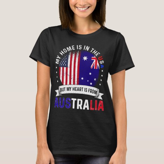 Australische Amerikaanse vlag Australian Roots USA T-shirt (Voorkant)