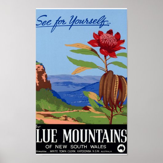 Australische blauwbergen herstelde Vintage Poster (Voorkant)