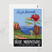 Australische blauwbergen herstelde Vintage Poster Briefkaart (Voorkant / Achterkant)